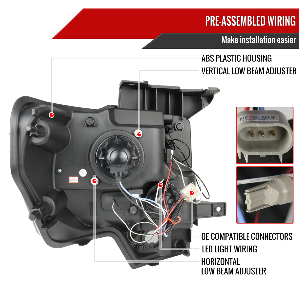 2009-2014 Ford F-150 Dual Halo Projector Headlights (Matte Black Housing/Clear Lens)
