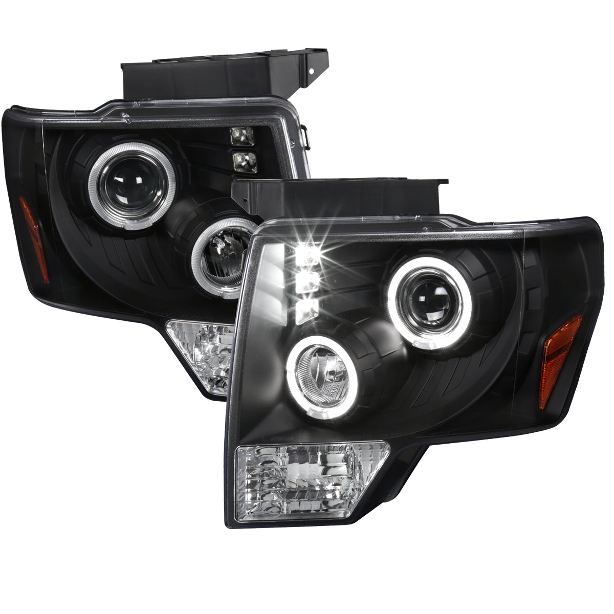 2009-2014 Ford F-150 Dual Halo Projector Headlights (Matte Black Housing/Clear Lens)
