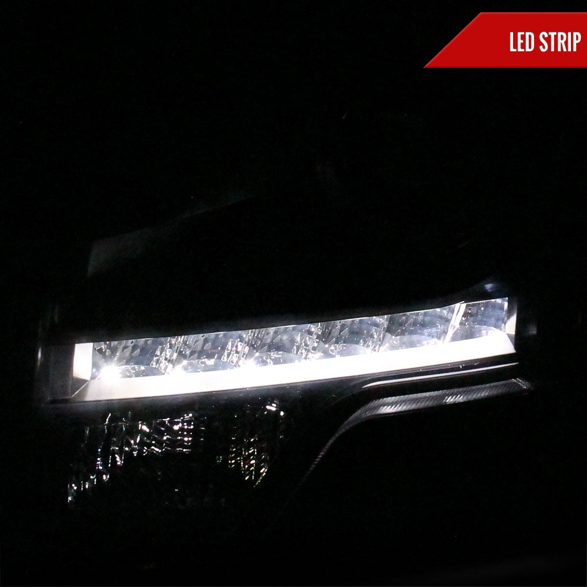 2009-2014 Ford F-150 Projector Headlights w/ LED Light Strip (Black Housing/Smoked Lens)