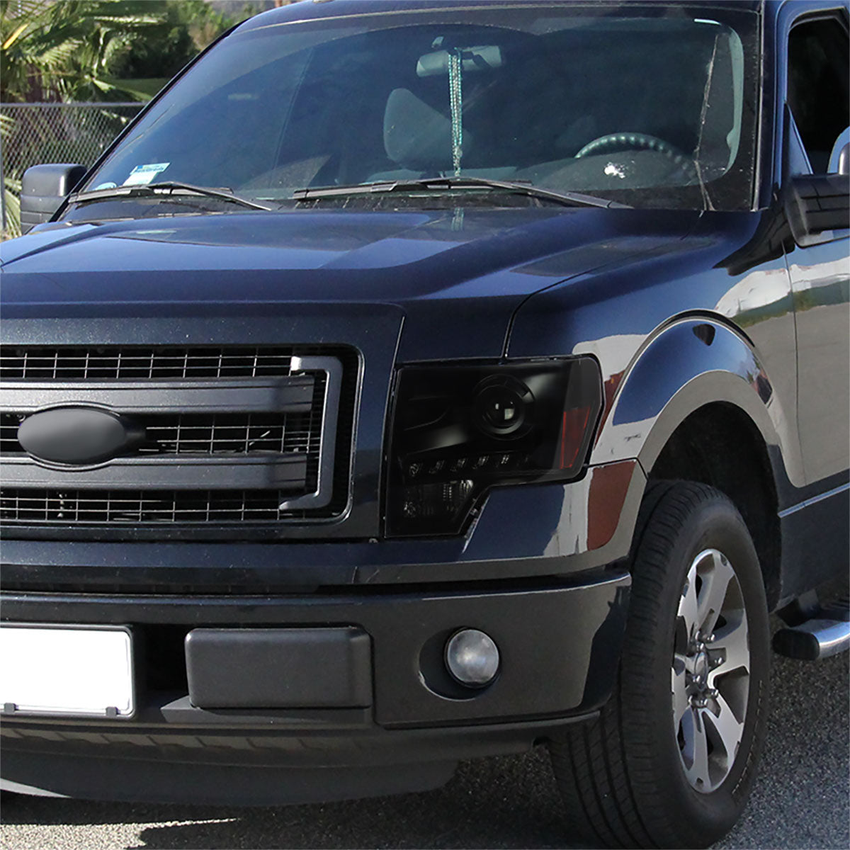 2009-2014 Ford F-150 Projector Headlights w/ LED Light Strip (Black Housing/Smoked Lens)