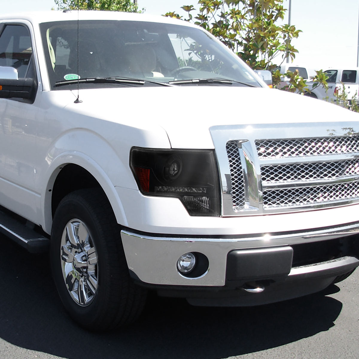 2009-2014 Ford F-150 Projector Headlights w/ LED Light Strip (Black Housing/Smoked Lens)