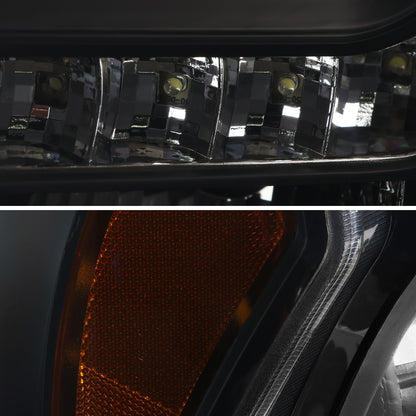 2009-2014 Ford F-150 Dual U-Ring Halo Projector Headlights w/ LED Light Strip (Black housing/Smoked Lens)