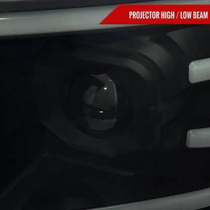 2009-2014 Ford F-150 Switchback Sequential LED Turn Signal Projector Headlights (Matte Black Housing/Smoked Lens)