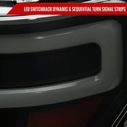 2009-2014 Ford F-150 Switchback Sequential LED Turn Signal Projector Headlights (Matte Black Housing/Smoked Lens)