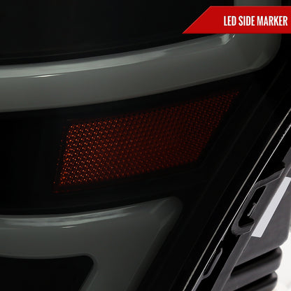 2009-2014 Ford F-150 Switchback Sequential LED Turn Signal Projector Headlights (Matte Black Housing/Smoked Lens)