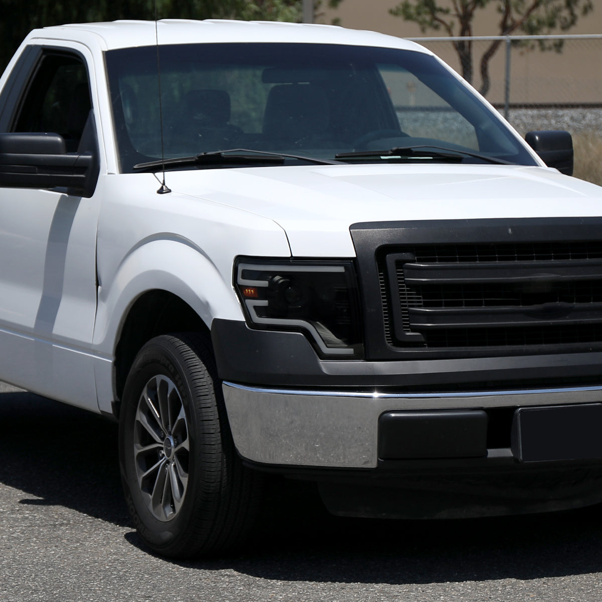 2009-2014 Ford F-150 Switchback Sequential LED Turn Signal Projector Headlights (Matte Black Housing/Smoked Lens)