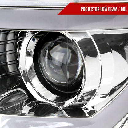 2015-2017 Ford F-150 LED Bar Projector Headlights w/ Switchback Sequential Turn Signals (Chrome Housing / Clear Lens)