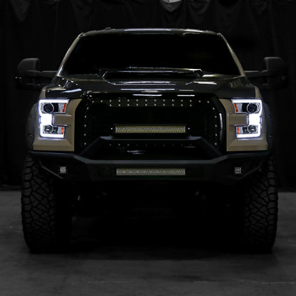 2015-2017 Ford F-150 LED Bar Projector Headlights w/ Switchback Sequential Turn Signals (Chrome Housing / Clear Lens)