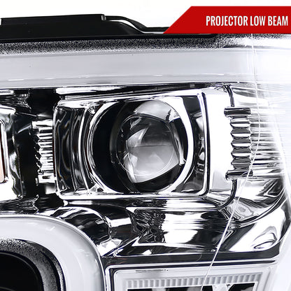 2015-2017 Ford F-150 LED Bar Projector Headlights (Chrome Housing/Clear Lens)
