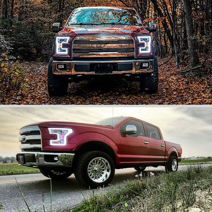 2015-2017 Ford F-150 LED Bar Projector Headlights (Chrome Housing/Clear Lens)