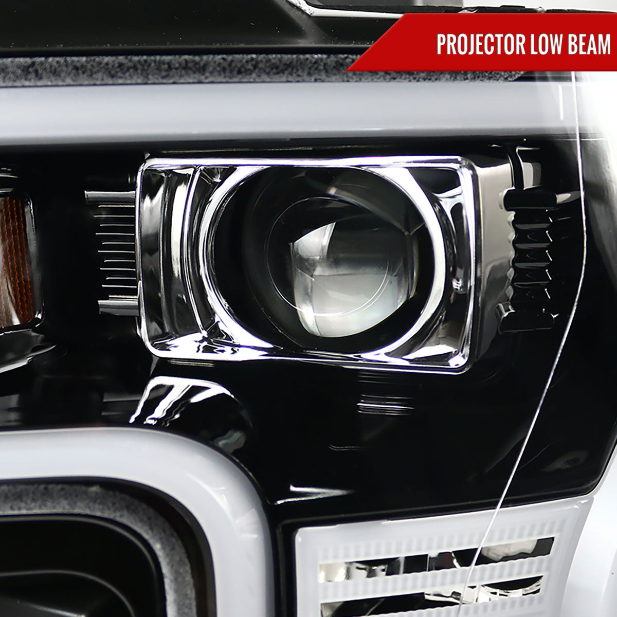 2015-2017 Ford F-150 LED Bar Projector Headlights (Jet Black Housing/Clear Lens)