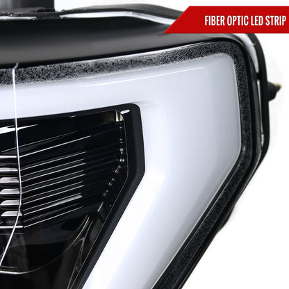 2015-2017 Ford F-150 LED Bar Projector Headlights (Jet Black Housing/Clear Lens)