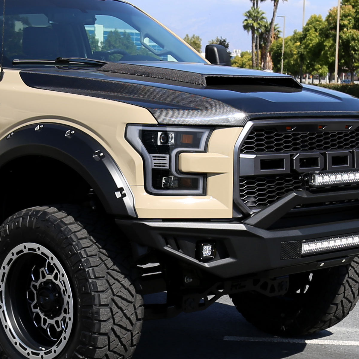 2015-2017 Ford F-150 LED Bar Projector Headlights (Jet Black Housing/Clear Lens)