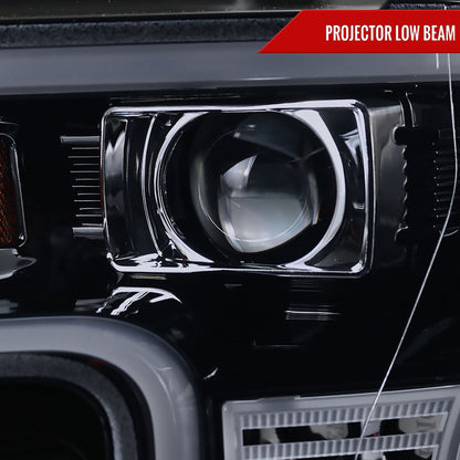 2015-2017 Ford F-150 LED Bar Outline Projector Headlights (Glossy Black Housing/Smoked Lens)