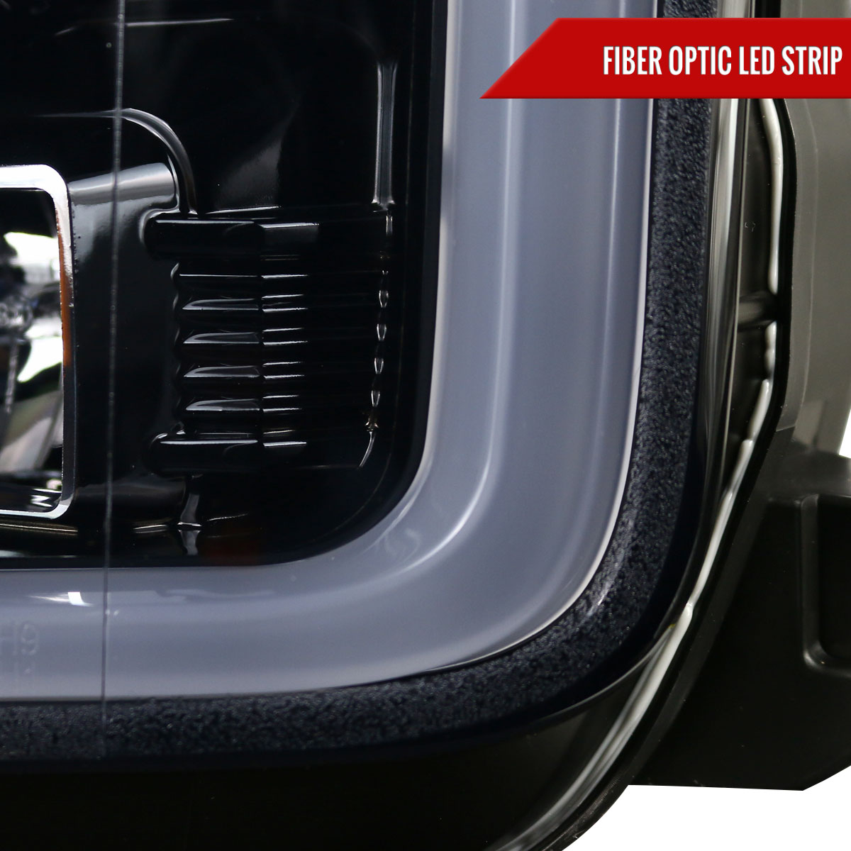 2015-2017 Ford F-150 LED Bar Outline Projector Headlights (Glossy Black Housing/Smoked Lens)