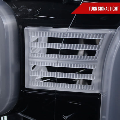 2015-2017 Ford F-150 LED Bar Outline Projector Headlights (Glossy Black Housing/Smoked Lens)