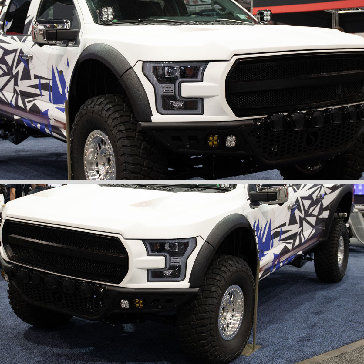 2015-2017 Ford F-150 LED Bar Outline Projector Headlights (Glossy Black Housing/Smoked Lens)
