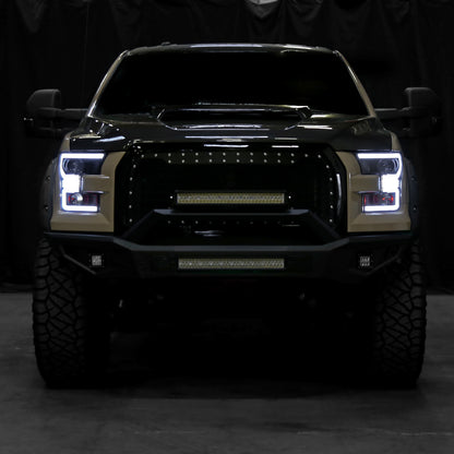 2015-2017 Ford F-150 LED Bar Projector Headlights w/ Switchback Sequential Turn Signals (Black Housing / Clear Lens)