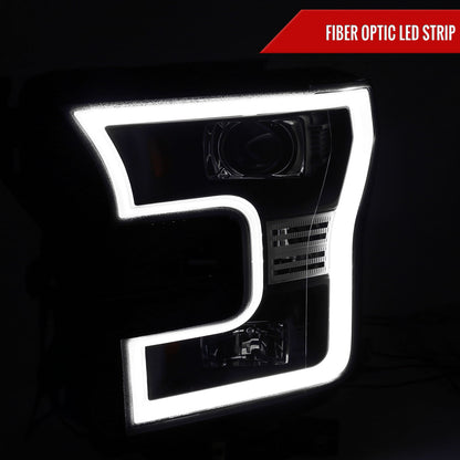 2015-2017 Ford F-150 LED Bar Projector Headlights (Matte Black Housing/Clear Lens)