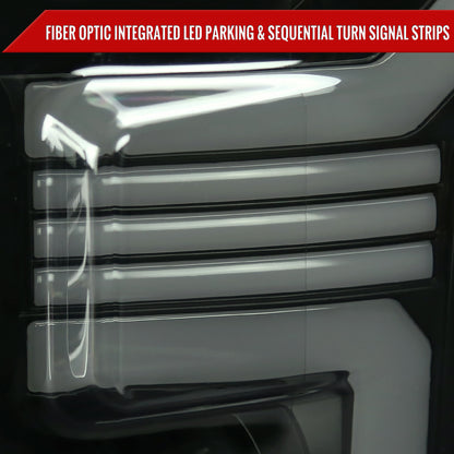 2015-2017 Ford F-150 LED Bar Projector Headlights w/ Switchback Sequential Turn Signals (Black Housing / Smoked Lens)