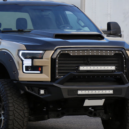 2015-2017 Ford F-150 LED Bar Projector Headlights w/ Switchback Sequential Turn Signals (Black Housing / Smoked Lens)