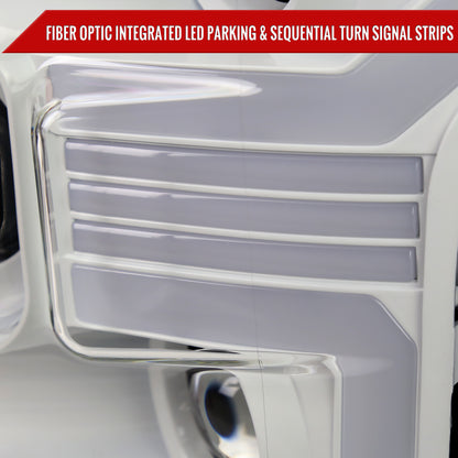2015-2017 Ford F-150 LED Bar Projector Headlights w/ Switchback Sequential Turn Signals (White Housing / Clear Lens)