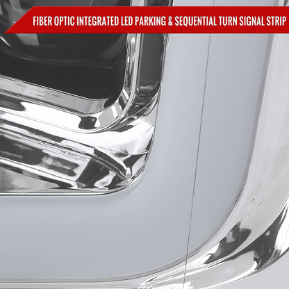 2018-2020 Ford F-150 LED C-Bar Projector Headlights w/ Switchback Sequential Turn Signal Lights (Chrome Housing / Clear Lens)