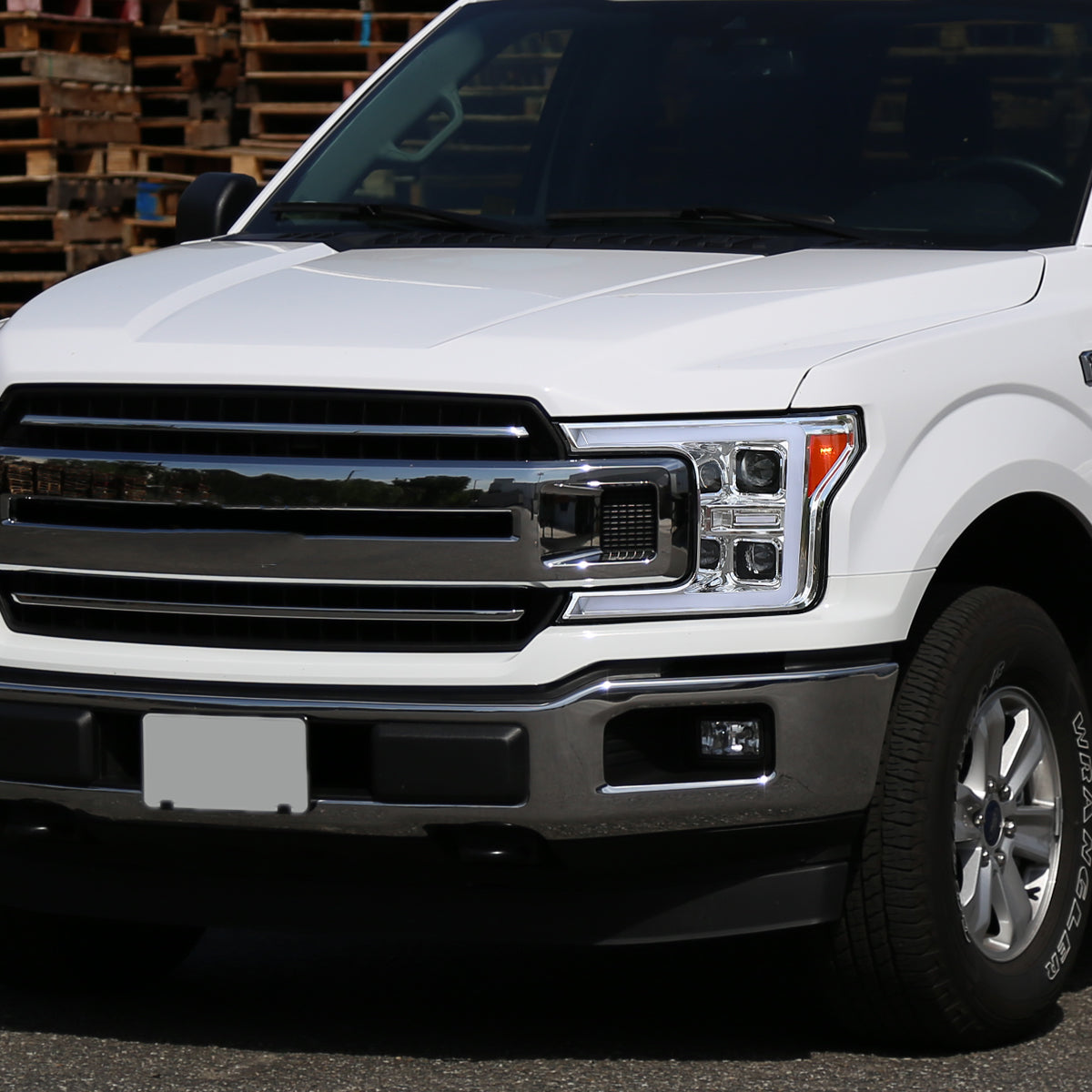 2018-2020 Ford F-150 LED C-Bar Projector Headlights w/ Switchback Sequential Turn Signal Lights (Chrome Housing / Clear Lens)