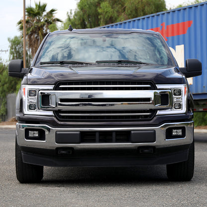 2018-2020 Ford F-150 LED C-Bar Projector Headlights w/ Switchback Sequential Turn Signal Lights (Chrome Housing / Clear Lens)