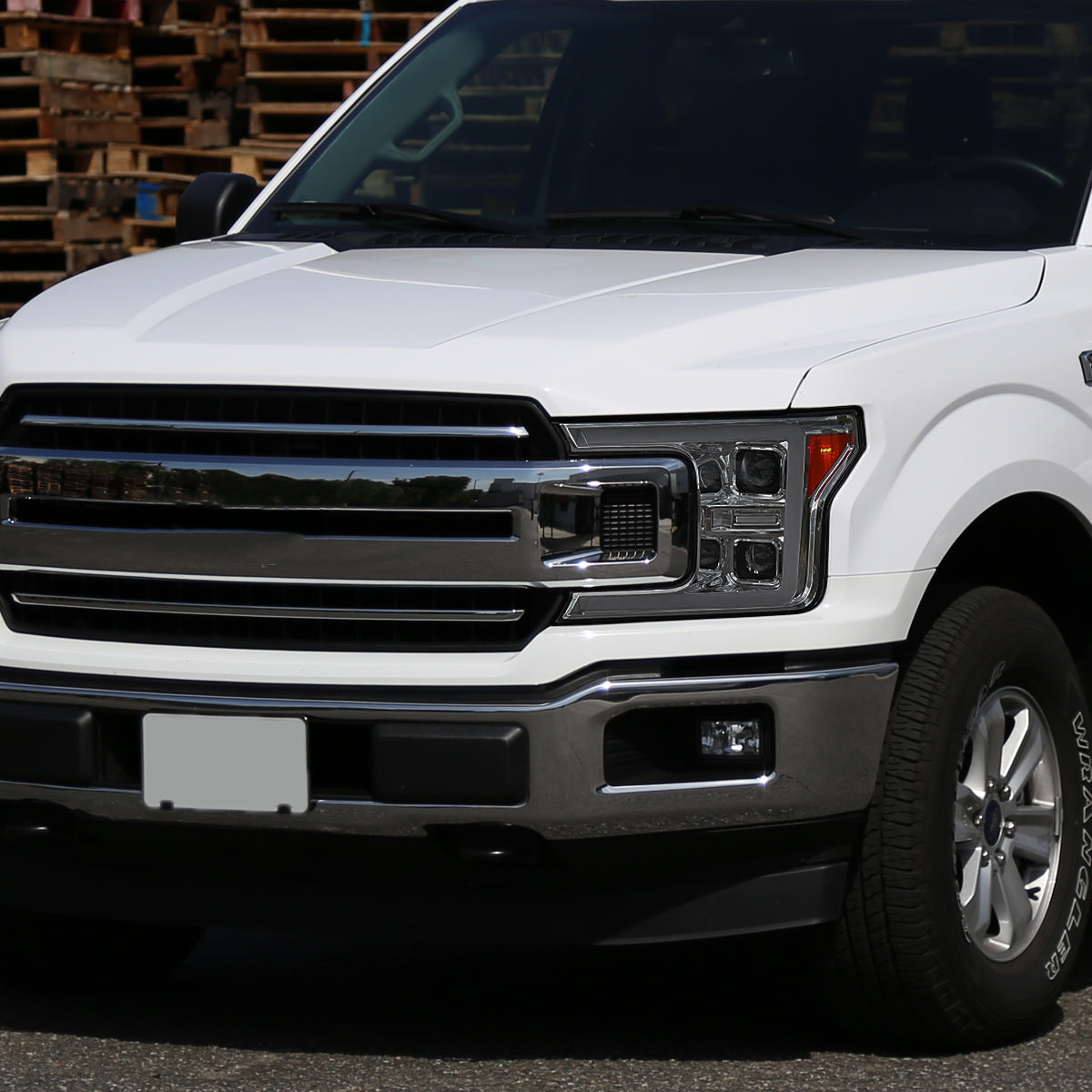 2018-2020 Ford F-150 LED C-Bar Projector Headlights w/ Switchback Sequential Turn Signal Lights (Chrome Housing / Smoked Lens)