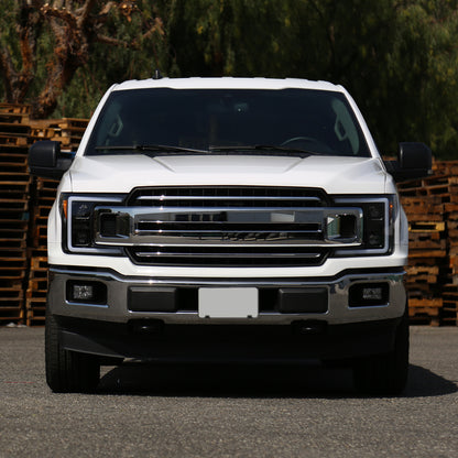 2018-2020 Ford F-150 LED C-Bar Projector Headlights w/ Switchback Sequential Turn Signal Lights (Matte Black Housing / Clear Lens)
