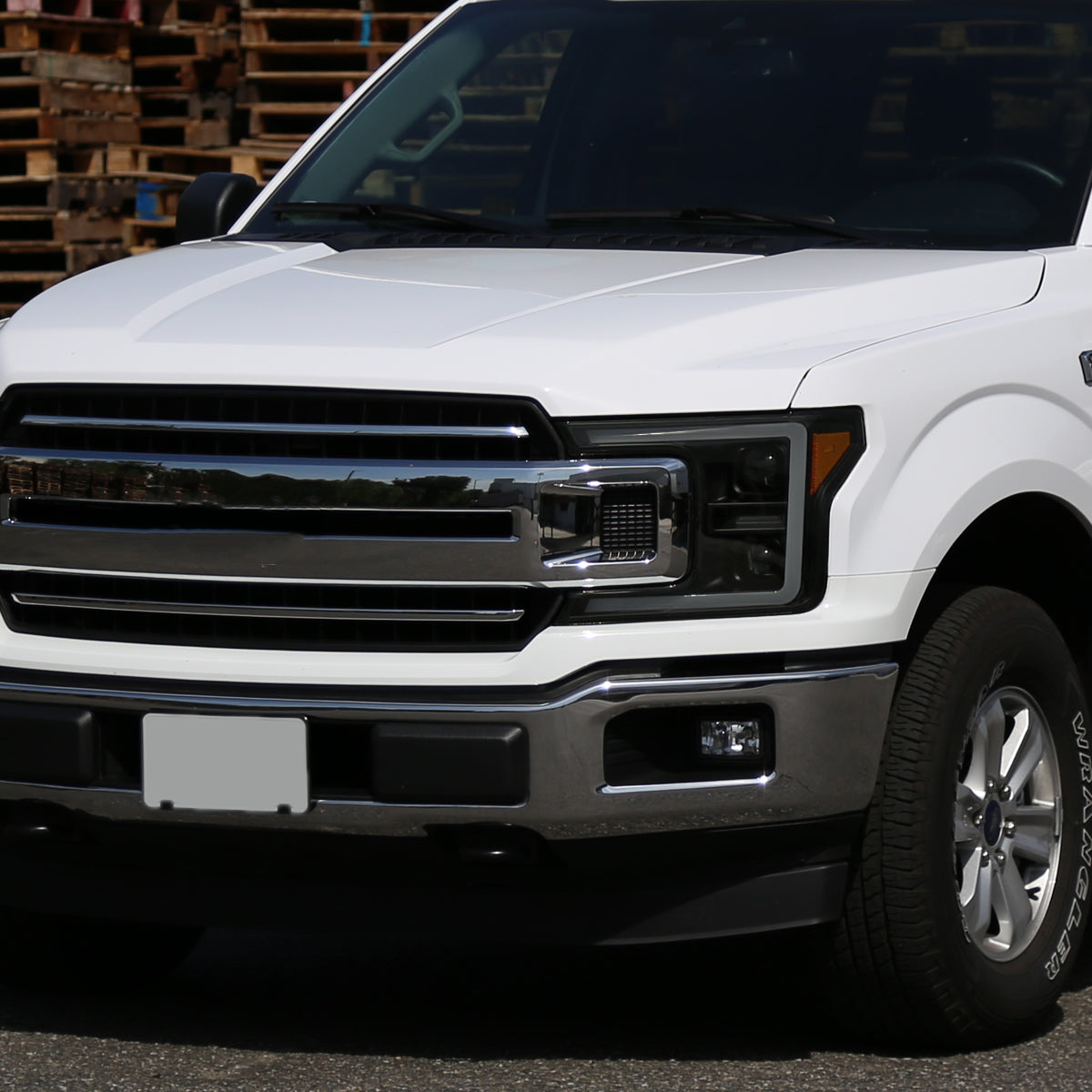 2018-2020 Ford F-150 LED C-Bar Projector Headlights w/ Switchback Sequential Turn Signal Lights (Matte Black Housing / Smoked Lens)