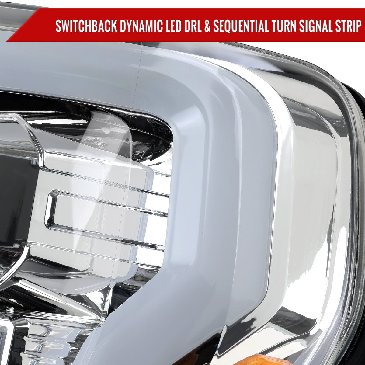 2021-2023 Ford F-150 Projector Headlight w/ Switchback Sequential Turn Signal LED Bar (Chrome Housing / Clear Lens)