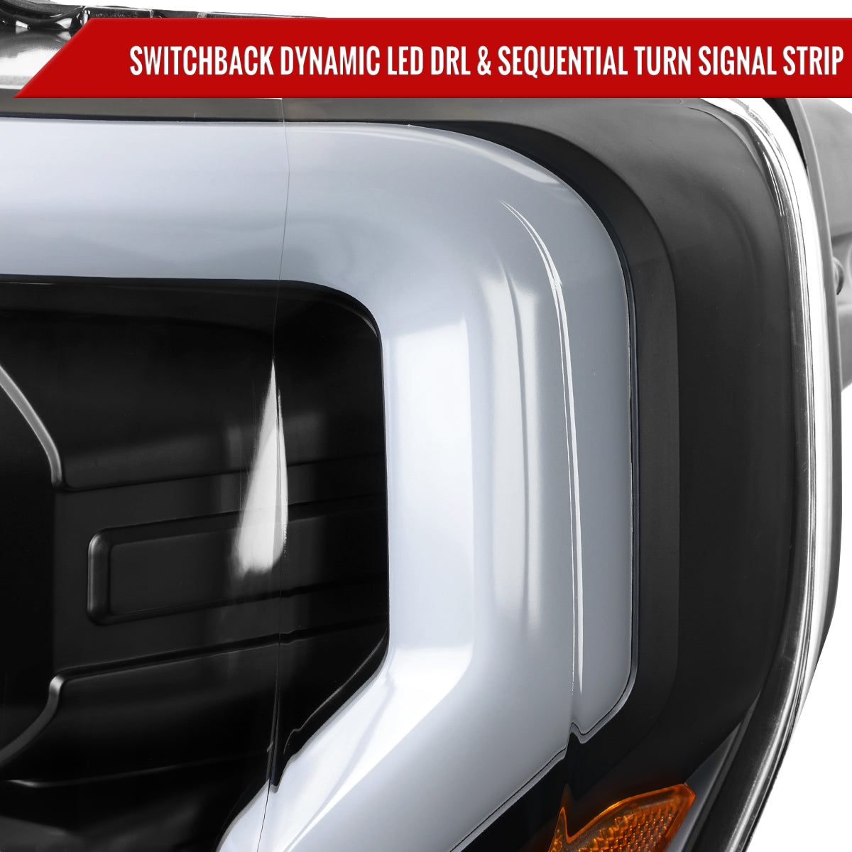2021-2023 Ford F-150 Projector Headlight w/ Switchback Sequential Turn Signal LED Bar (Black Housing / Clear Lens)