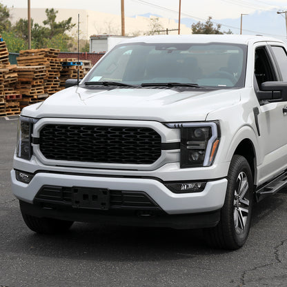 2021-2023 Ford F-150 Projector Headlight w/ Switchback Sequential Turn Signal LED Bar (Black Housing / Clear Lens)