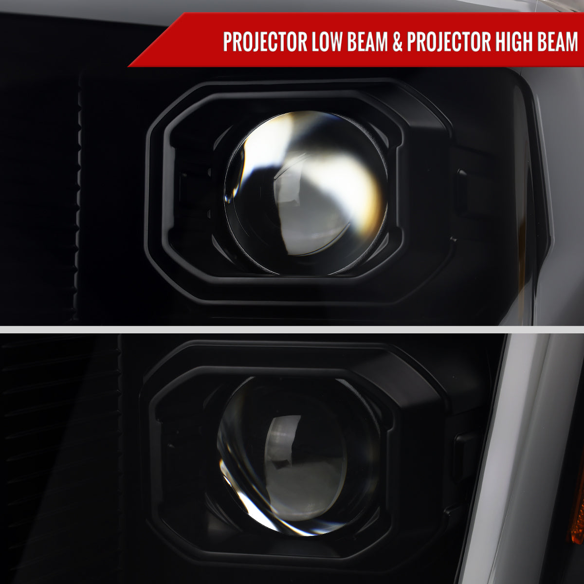 2021-2023 Ford F-150 Projector Headlight w/ Switchback Sequential Turn Signal LED Bar (Black Housing / Smoked Lens)
