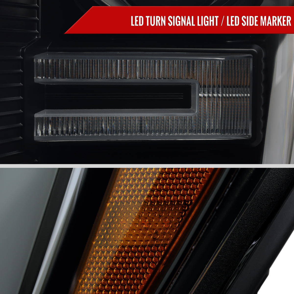 2021-2023 Ford F-150 Projector Headlight w/ Switchback Sequential Turn Signal LED Bar (Black Housing / Smoked Lens)