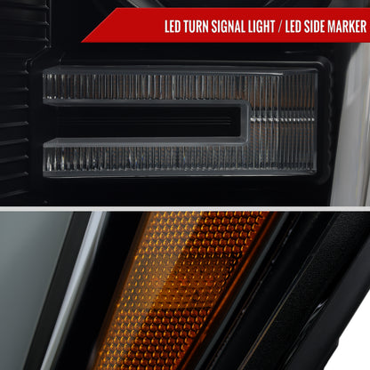 2021-2023 Ford F-150 Projector Headlight w/ Switchback Sequential Turn Signal LED Bar (Black Housing / Smoked Lens)