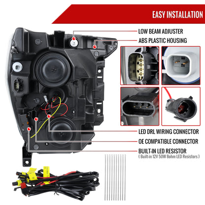 2021-2023 Ford F-150 Projector Headlight w/ Switchback Sequential Turn Signal LED Bar (Black Housing / Smoked Lens)