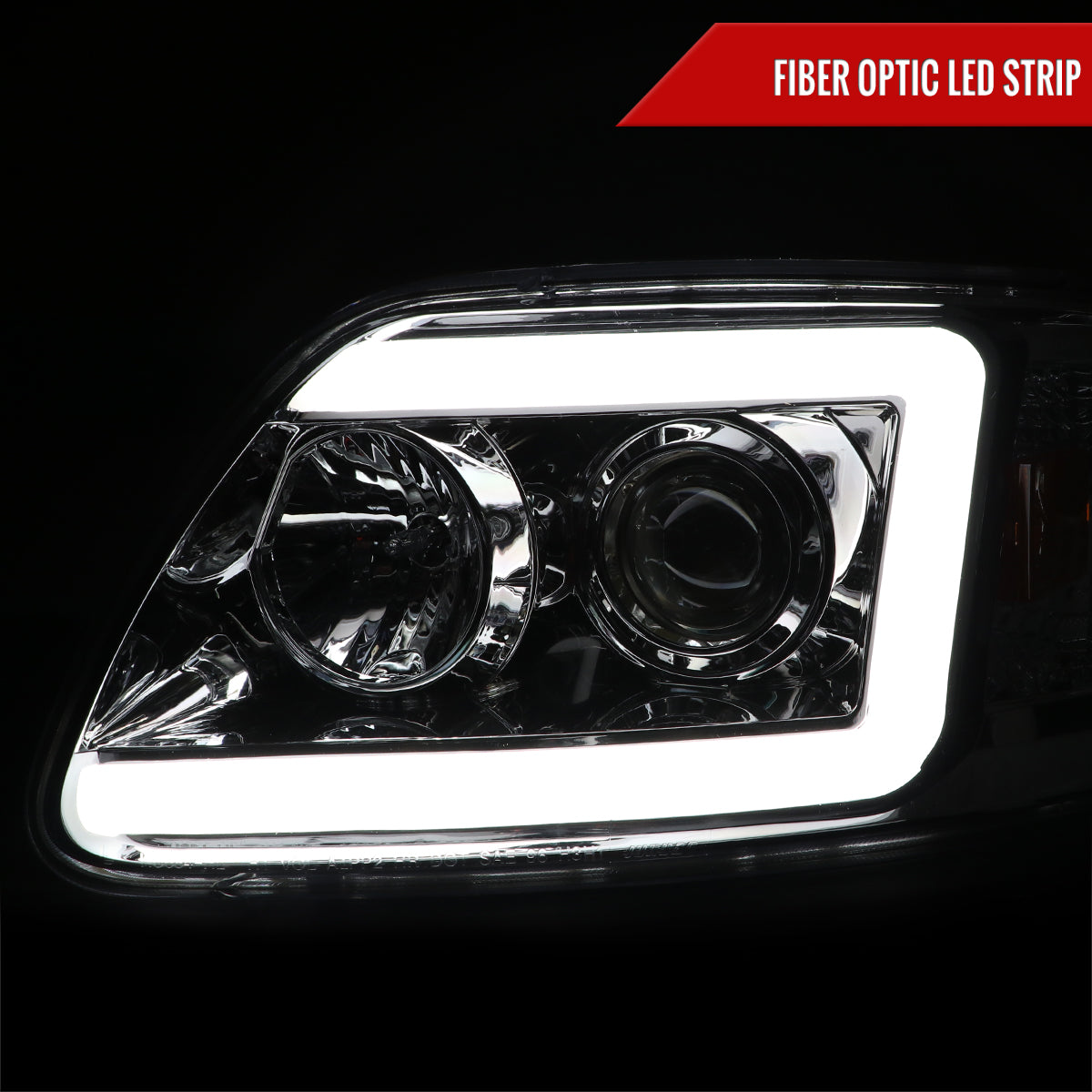 1997-2004 Ford F-150 / 1997-2002 Expedition LED C-Bar Projector Headlights (Chrome Housing/Clear Lens)