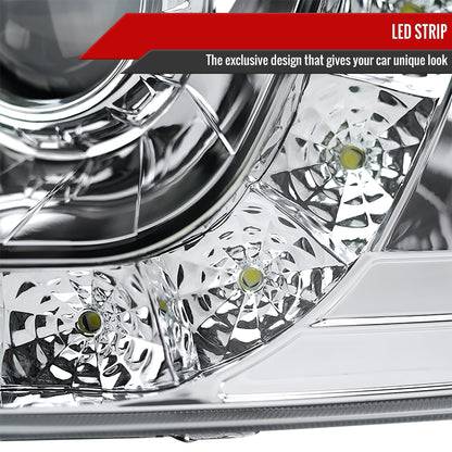 1997-2004 Ford F-150 / 1997-2002 Expedition Projector Headlights w/ SMD LED Light Strip (Chrome Housing/Clear Lens)