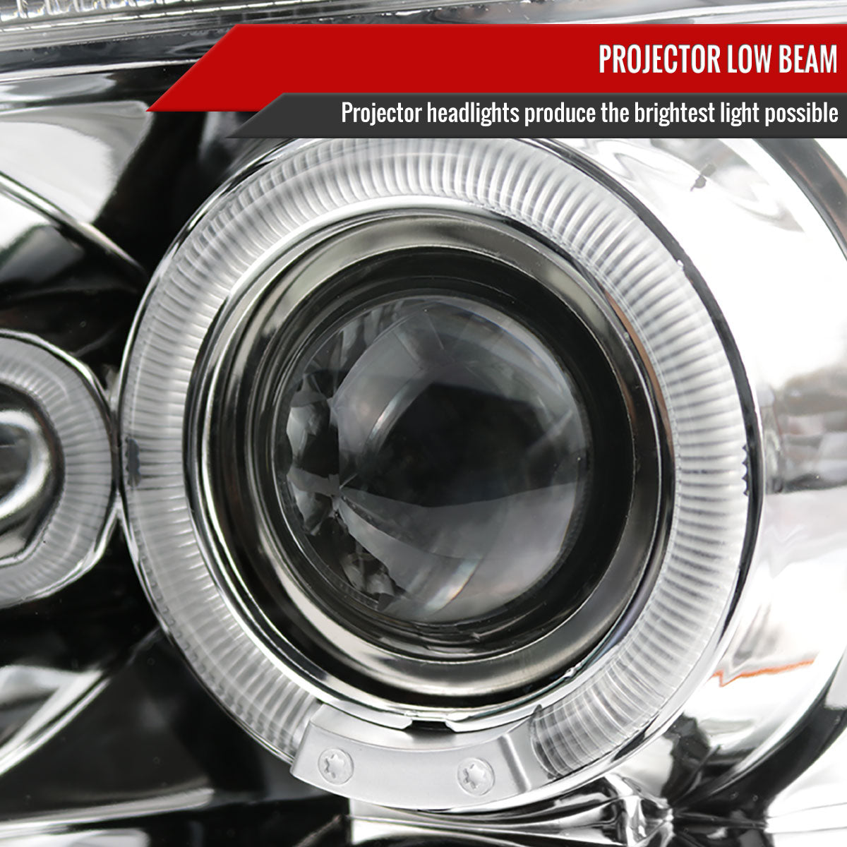 1997-2004 Ford F-150 / 1997-2002 Expedition Dual Halo Projector Headlights (Chrome Housing/Clear Lens)
