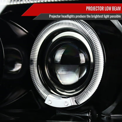 1997-2004 Ford F-150 / 1997-2002 Expedition Dual Halo Projector Headlights (Jet Black Housing/Clear Lens)