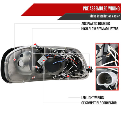 1997-2004 Ford F-150 / 1997-2002 Expedition Dual Halo Projector Headlights (Jet Black Housing/Clear Lens)