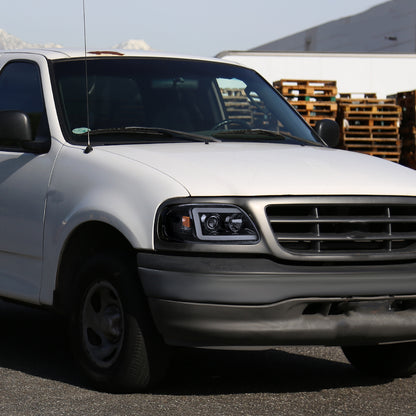 1997-2004 Ford F-150 / 1997-2002 Expedition LED C-Bar Projector Headlights (Glossy Black Housing/Smoked Lens)