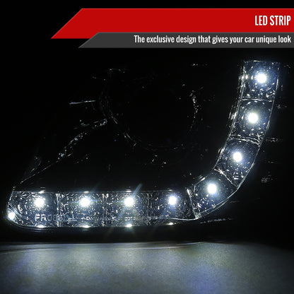 1997-2004 Ford F-150 / 1997-2002 Expedition Projector Headlights w/ SMD LED Light Strip (Chrome Housing/Smoked Lens)