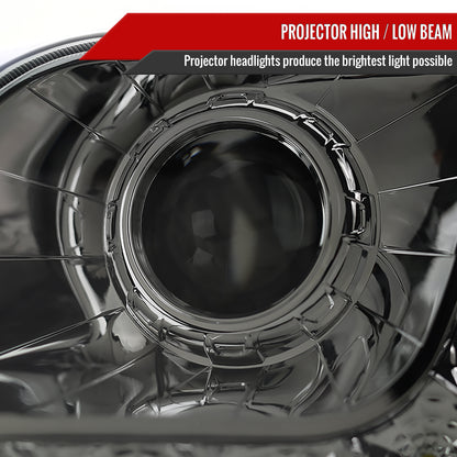 1997-2004 Ford F-150 / 1997-2002 Expedition Projector Headlights w/ SMD LED Light Strip (Chrome Housing/Smoked Lens)