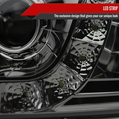 1997-2004 Ford F-150 / 1997-2002 Expedition Projector Headlights w/ SMD LED Light Strip (Chrome Housing/Smoked Lens)