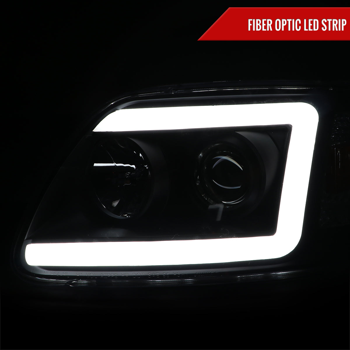 1997-2004 Ford F-150 / 1997-2002 Expedition LED C-Bar Projector Headlights (Black Housing/Clear Lens)