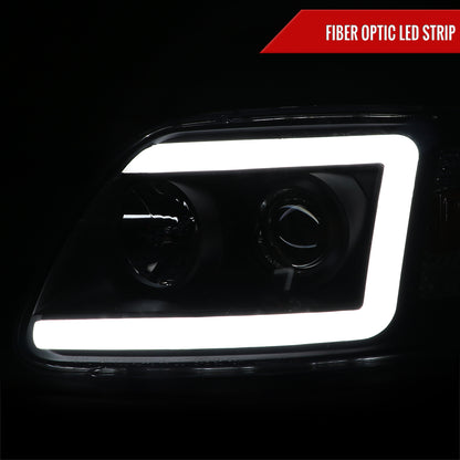 1997-2004 Ford F-150 / 1997-2002 Expedition LED C-Bar Projector Headlights (Black Housing/Clear Lens)
